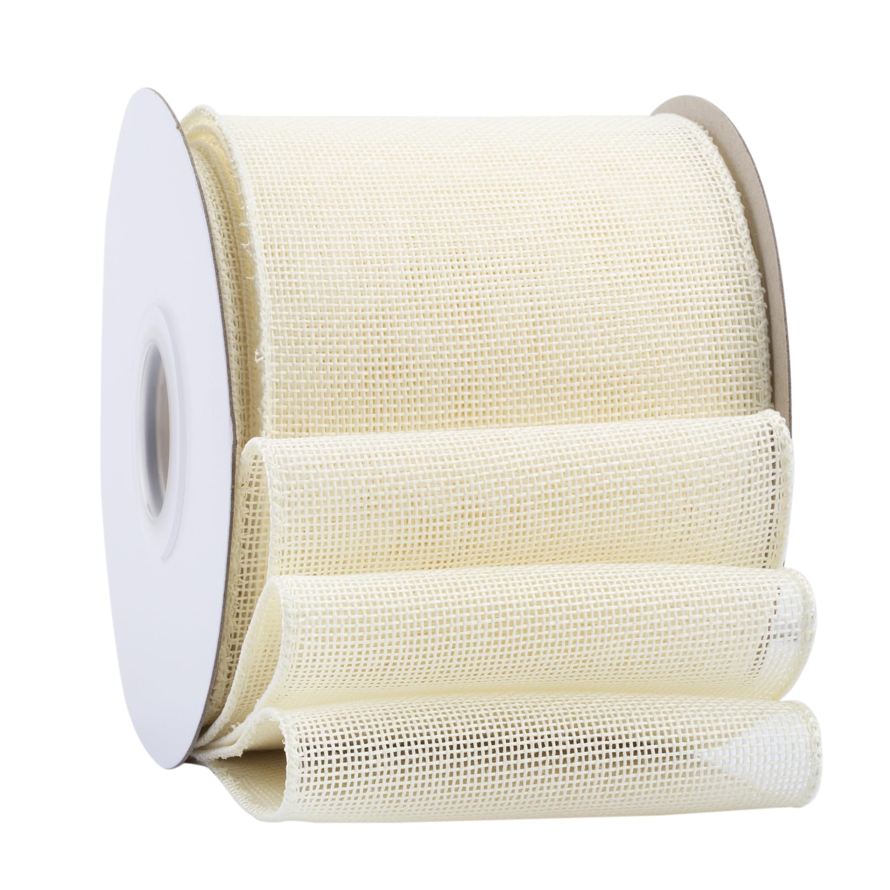 Ribbonitlux Ivory Burlap Wired Ribbon, 100mm x 18 Meters, Wired Edge Burlap Ribbon for Gift Wrapping, Big Bow, Wreath, and Christmas Tree Decoration