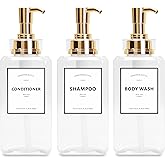 YACEYACE Clear Shampoo and Conditioner Dispenser, 16.9oz Set of 3 Empty Soap Dispenser Bottles, Refillable Pump Shampoo Bottles for Kitchen, Bathroom