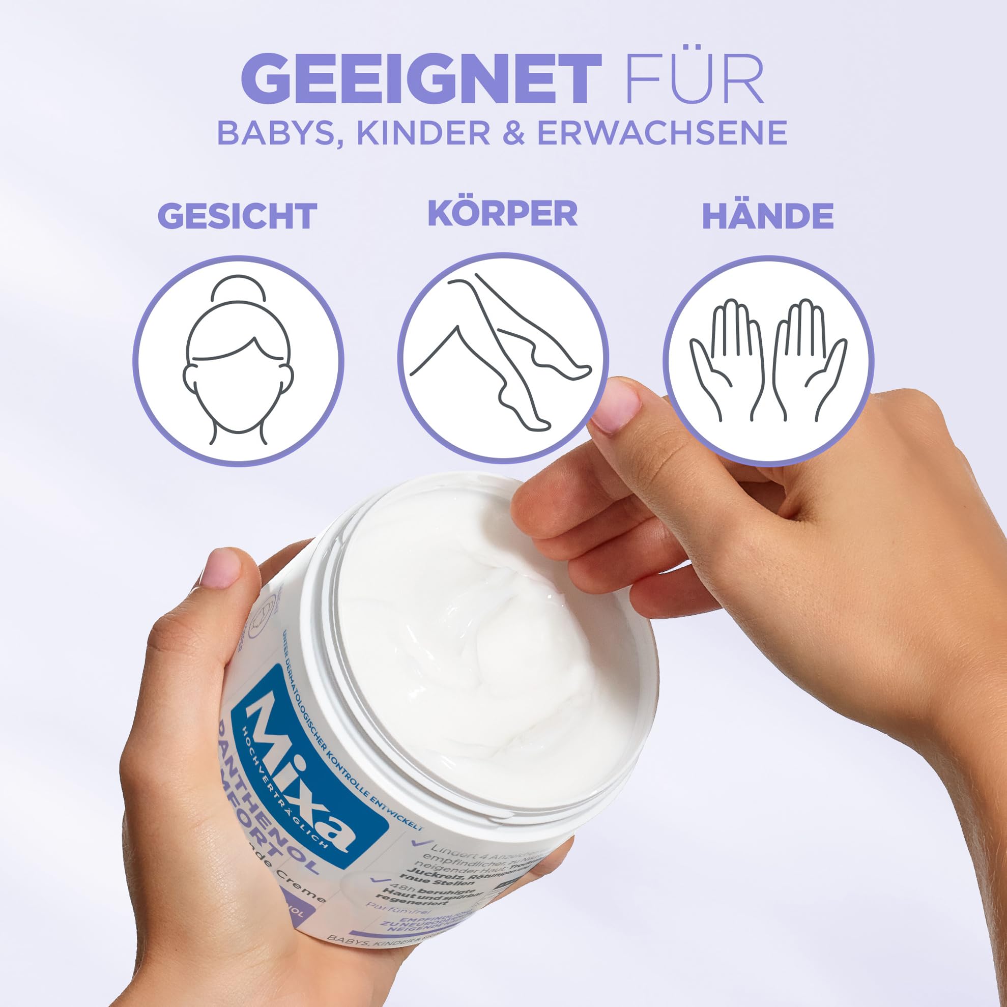 Mixa Panthenol Comfort hautberuhigende Creme, empfindliche & zu Neurodermitis neigende Haut, 13% Panthenol, Glycerin, Omega 6&9, Gesicht/Körper/Hände/Babys/Kinder/Erwachsene, hochverträglich, 400 ml 7