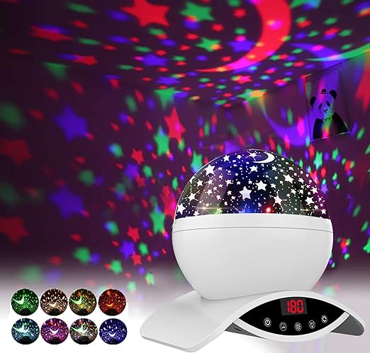 mjduo lampara proyector estrellas lampara de nocturna lampara proyector infantil 360 rotacion lampara con temporizador led pantalla y control