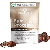 Sprout Living, Epic Protein, Plant Based Protein & Superfoods Powder, Complete Coffee | 20 Grams Organic Protein Powder, Adaptogens, Mushrooms, Vegan, Non-GMO, Gluten Free (1 Pound, 12 Servings)