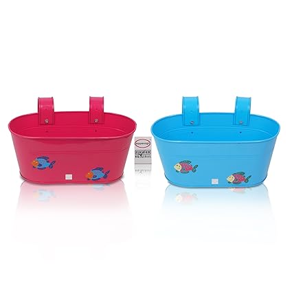 Pepper Agro Gardening Railing Balcony Planter Decorative Fish Design Hanging pots Metal Plant Container Assorted Colours Set of 2