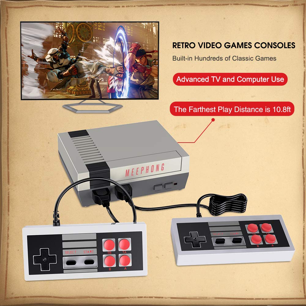 MEEPHONG Retro Game Console, HDMI HD NES Console Classic Old Game Console Built-in Hundreds of Classic Video Games: Video Games
