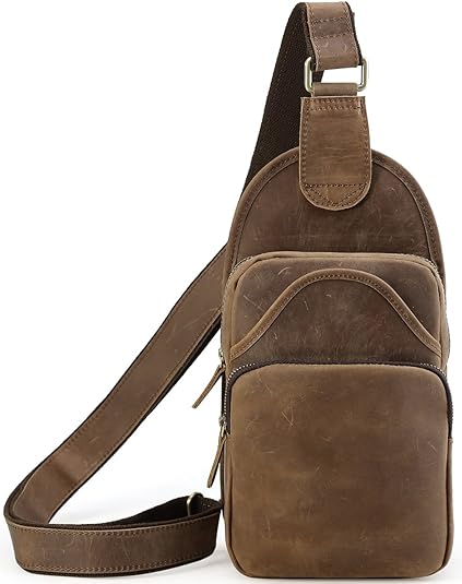 Amazon 左右掛ける 本革 メンズ ボディバッグ ワンショルダーバッグ 厚手牛革 経年変化 自転車 鞄 ブラウン Tiding タイディング ボディバッグ ワンショルダー