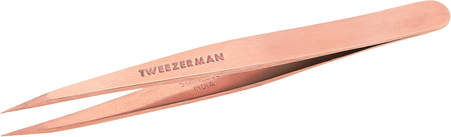 Tweezerman Rose Gold Point Tweezer, Amazon Exclusive Pointed Tweezer Ideal for Facial Hair Removal Ingrown Hair