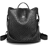 KingTo Women Woven Backpack Purse Anti-theft Rucksack Casual Multipurpose Design Travel Shoulder Handbag