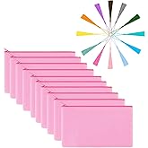 JUZNU 10 Pack Pink Canvas Makeup Cosmetic Bags Pouch with Zipper Bulk Sublimation Embroidery Blanks with Colorful Tassels for DIY Crafts Small Travel Toiletry Multi-Purpose Storage Bag