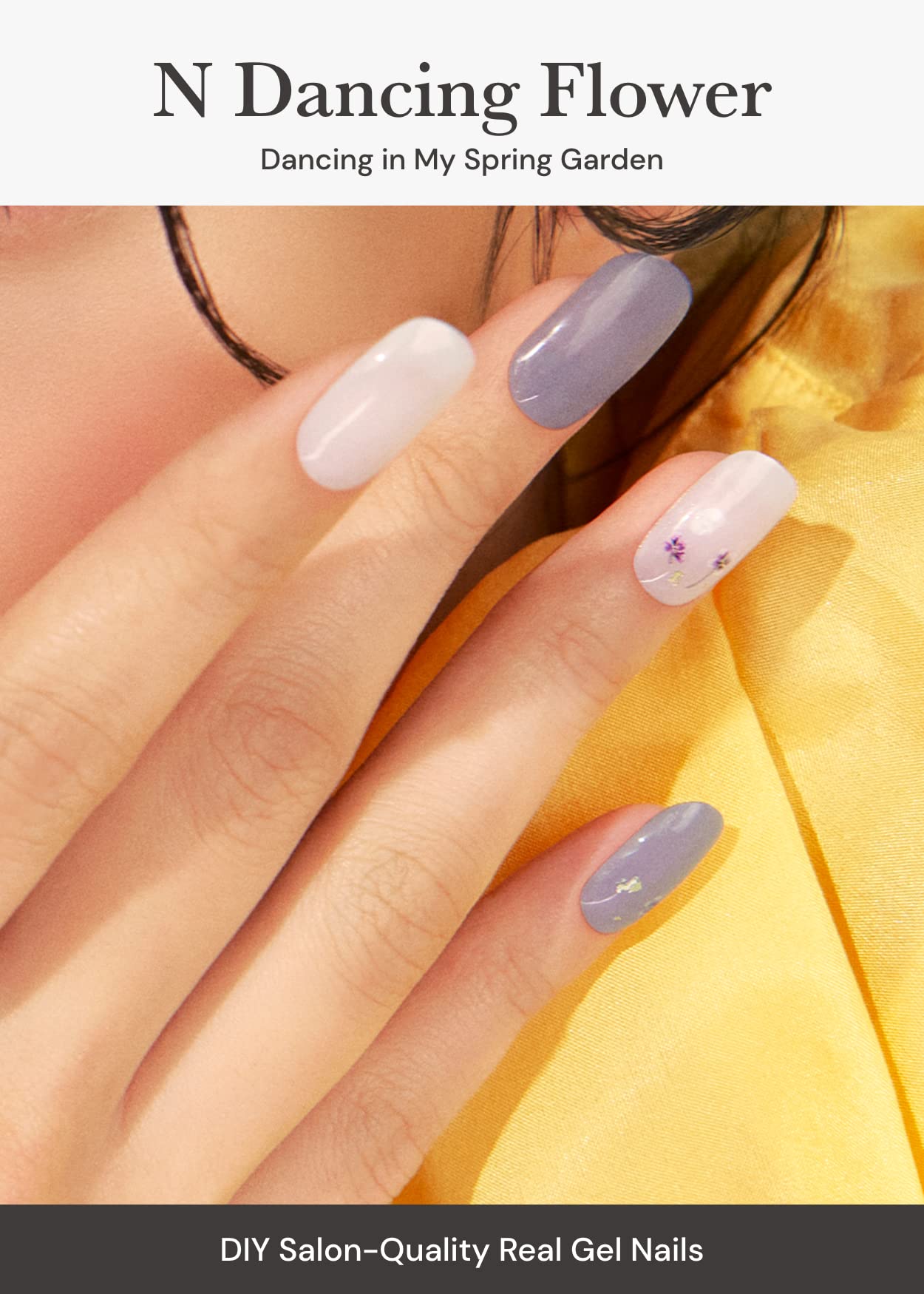 ohora Semi Cured Gel Nail Strips (N Dancing Flower) - White Works with Any UV/LED Lamps, Salon-Quality, Long Lasting, Easy to Apply & Remove - Includes 2 Prep Pads, Nail File & Wooden Stick - Image 2