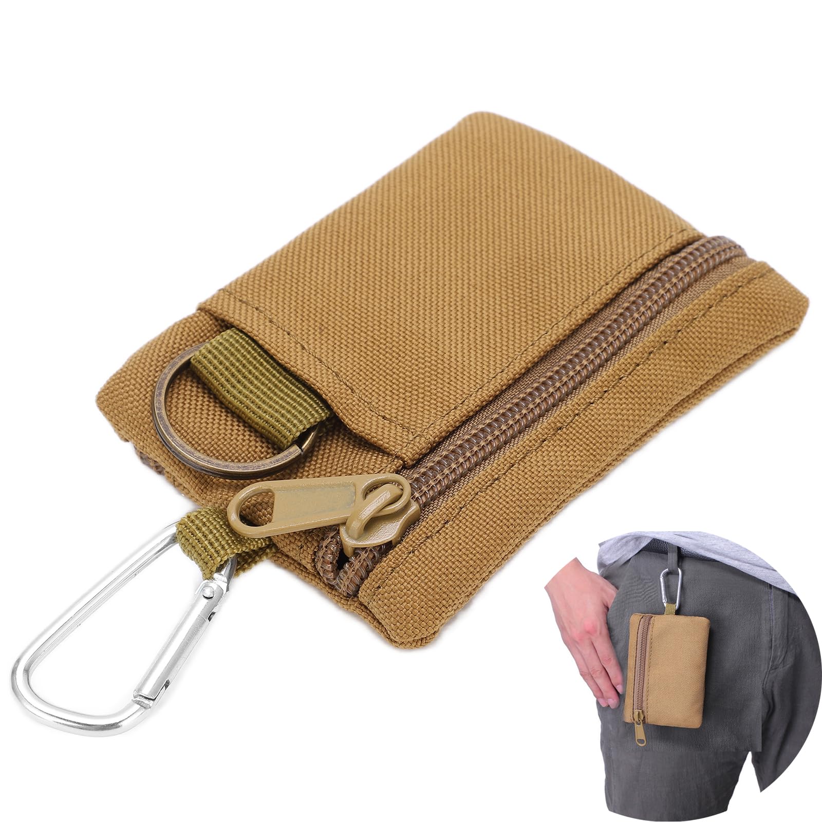 Mini Molle Pouch Bag, Mini EDC Pouch Bags, Sports Molle Pouch, Portable Pocket Organizer Storage, Outdoor Mini Portable Key Card Case, EDC Pouch Bag with Carabiner