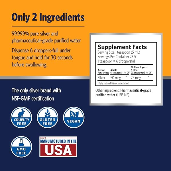 SOVEREIGN SILVER IMMUNE SUPPORT – COLLOIDAL SILVER, BIO-ACTIVE SILVER HYDROSOL, 10 PPM, LIQUID DROPPER, 4 FL OZ, (118 ML)