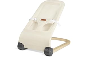 Jimglo Baby Bouncer, Portable Infant Bouncer Seat for Babies, Newborn Bouncy with Mesh, Foldable, Beige
