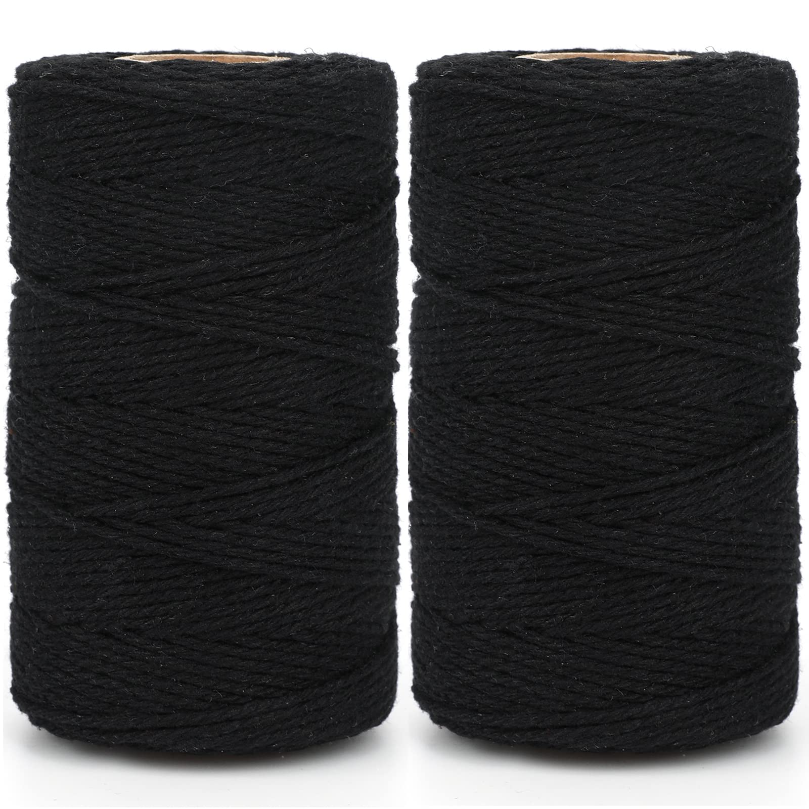 G2PLUS 200M Black Cotton String Twine -2MM Craft Cotton Cord - Cotton Thread Twine Perfect for Cooking, DIY Crafts and Handmade