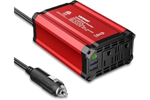 300w Power Inverter DC 12V to AC 110V - vansoet Car Plug Adapter Outlet with 3.4A Dual USB Fast Charging Port - Car Charger Cigarette Lighter Adapter for Phone, Laptop on Road Trip, Aluminum Housing