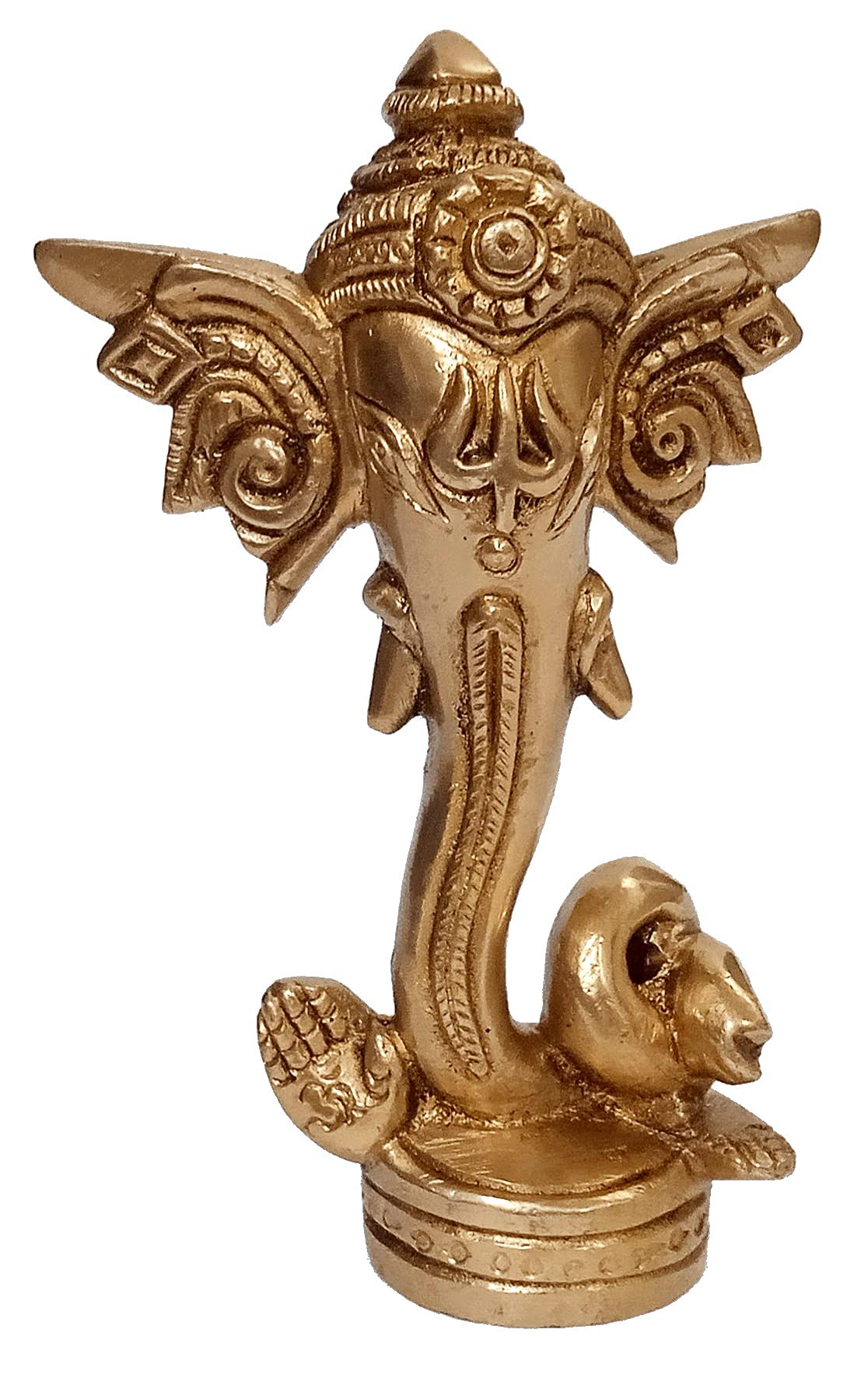 Purpledip Brass Idol Ganesha: Collectible Statue With Trishul Tilak (12340)