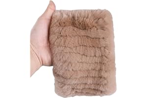 BOONJOVIA Rex Rabbit Fur Knitted Headband - Winter Fashion Ear Warmers Neck Warmer Snood Scarf (Camel, One Size)