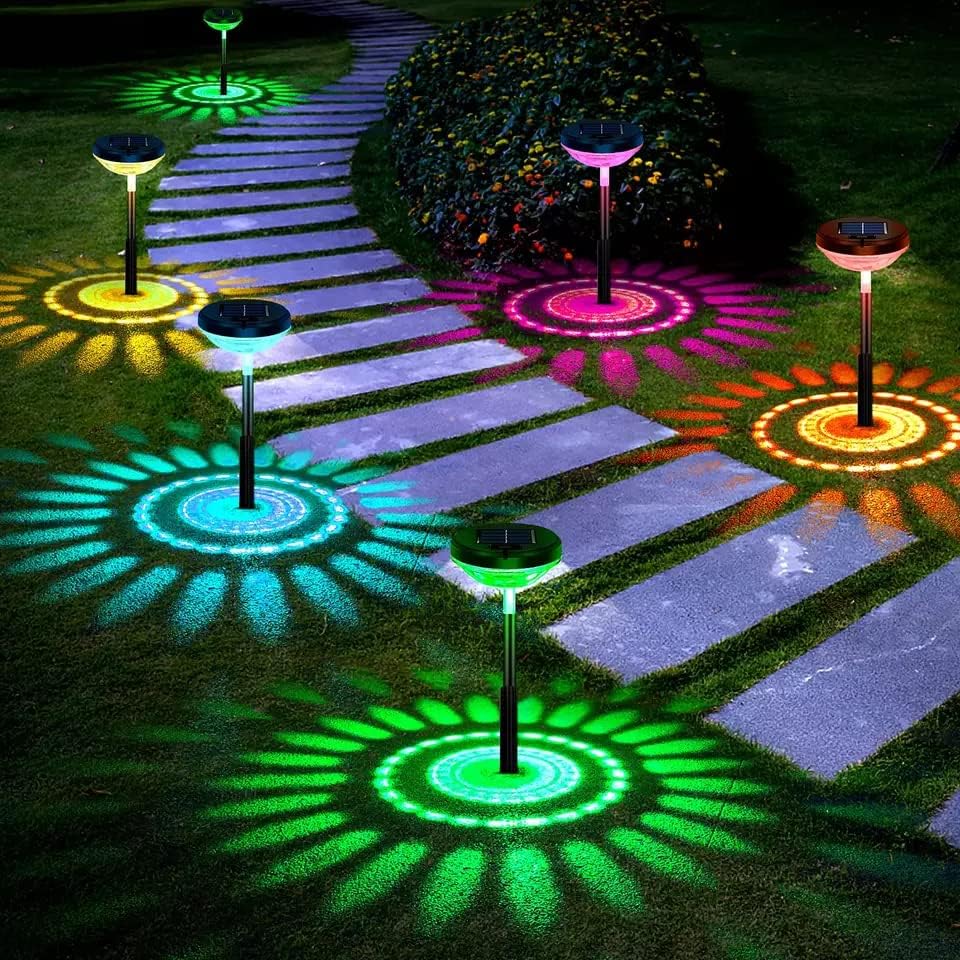 Lighting - Trustella Solar Pathway Lights Color Changing, RGB Waterproof Solar Outdoor Lights, Bright LED Landscape Path Lighting Decoration for Walkway Yard Garden Lawn Patio(Multicolor&Warm White) (4 Packs)