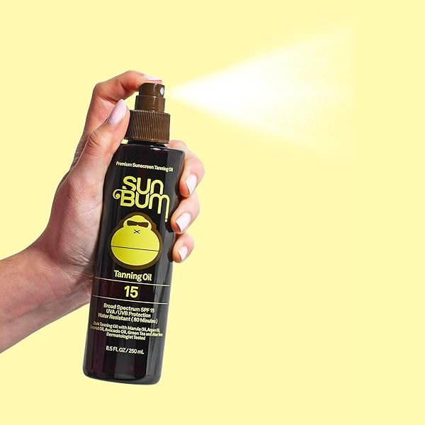 SUN BUM SPF 15 MOISTURIZING TANNING OIL – VEGAN AND HAWAII 104 ACT COMPLIANT (OCTINOXATE & OXYBENZONE FREE) – BROAD SPECTRUM MOISTURIZING – UVA/UVB PROTECTION – 8.5 OZ