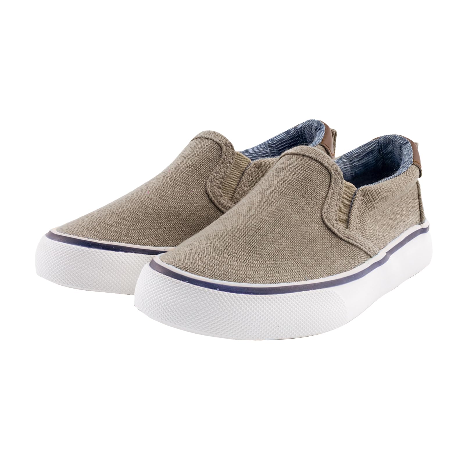 Photo 1 of waddle wonder Toddler Slip on Shoes for Boys & Girls, Kids Canvas Loafers, Casual Walking School Sneaker Brown Size 12