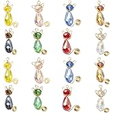 Ipotkitt 16pcs 8 Colors Glass Cat Charms Faceted Teardrop Charms Copper Wire Wrapped Kitten Charms for DIY Craft Necklace Earring Bracelet Jewelry Making