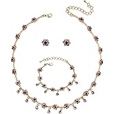 rneyflow Austrian Crystal Brides Bridesmaid Rhinestone Choker Necklace Earring Bracelet Bridal Wedding Jewelry Set for Women