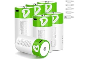 seyyen Lithium Rechargeable D Batteries 6 Pack,7500mWh High Capacity 1.5V Li-ion D Batteries with 4 in 1 USB-C Charge Cable,Long Lasting D Cell Batteries(6Pcs)