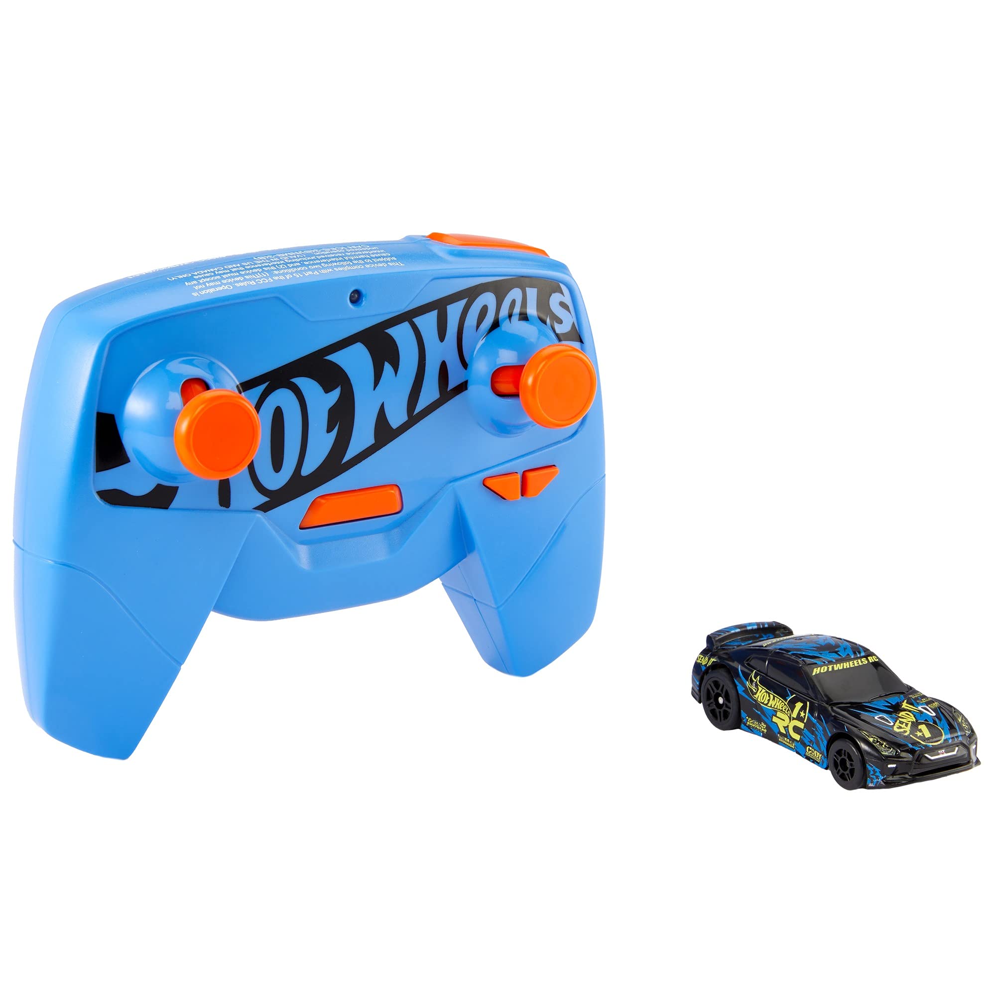 Hot Wheels R/C 1:64 Scale Rechargeable Radio-Controlled Racing Cars for On- or Off-Track Play, Includes Car, Controller & Adapter for Kids 5 Years Old & Up, GWB72