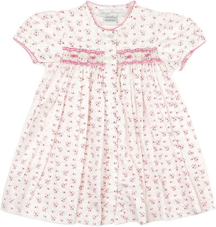 One Size Only Day Gown and Hat - Lace Smocking - Pink