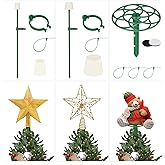 3 Sets Christmas Tree Topper Holder, Flat Wide Base Tree Topper Holder and Stabilizer, Universal Plastic Support Rod Adjustable Tree Toppers Stand for Halloween Treetop Star Angel Snowman Ornaments