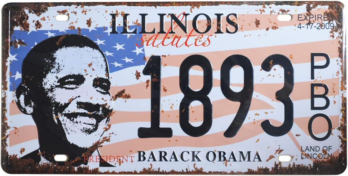 Retro Vintage Auto License Plate, Embossed Number Tag Replica, DIY Garage Home Wall Decor, Illinois