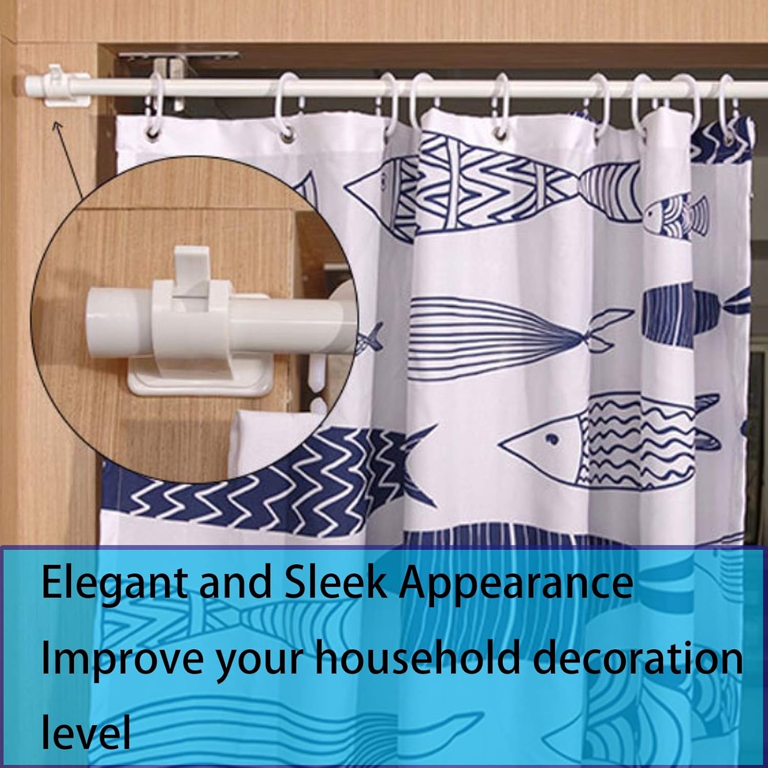 zybest Self Adhesive Curtain Rod Bracket Holder,8pcs No Drill Curtain Rod Bracket Wall Mount Holder for Home Bathroom Hanging net Curtain,Party, Garden Decoration: Home & Kitchen