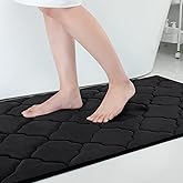 OLANLY Memory Foam Bath Mat Rug 40x32, Ultra Soft and Absorbent Bathroom Rugs, Non-Slip, Comfortable, Machine Washable Bath Carpet for Bathroom Floor, Tub, Shower and Home Decor Accessories, Black