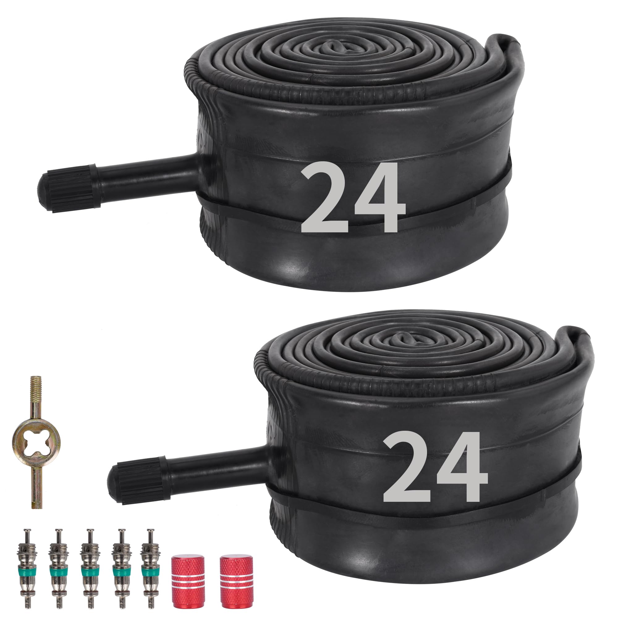 24x1.75/2.125 Bike Inner Tube with 32mm Schrader Valve,Heavy Duty Bike Tubes for BMX MTB Kids Road Mountain Bike,24x1.75/1.95/2.10/2.125 Butyl Rubber Bicycle Tube 2Packs