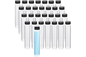 ESHATO 100 Pack 50ML Glass Sample Vial, Liquid Sampling Small Glass Bottle with Black Plastic Screw Caps,Leakproof,Light Weight and Corrosion Resistance(Clear)