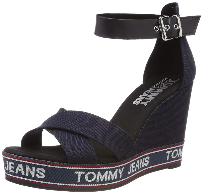 Hilfiger Denim Damen Pop Webbing Wedge Sandal Plateausandalen