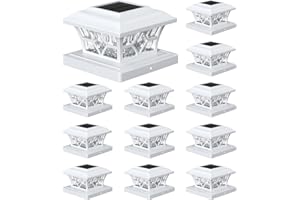 APONUO Solar Post Cap Lights 12 Pack with 1000mAh Battery - for 4x4 5x5 6x6 Fences, Larger Size & Longer Lasting, 2-Mode, IP64 Waterproof, for Deck Patio Yard (White)
