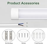 muzha 2 Packs LED Batten Lights 4FT 36W 4000K 3600lm PC Body Low Profile view 7