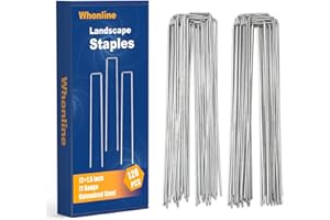 Whonline 120pcs 12 Inch Galvanized Garden Stakes Landscape Staples Fence Stakes, 11 Gauge Heavy Duty Garden Staples for Securing Lawn Fabric, Tent, Weed Barrier, Irrigation Tubing