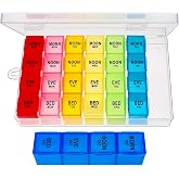 ZVZM Weekly Pill Organizer 4 Times a Day, Medicine Organizer Box, Travel Daily Pill Box Organizer 7 Day, Pill Case, Pill Container Holder for Hold Vitamins/Fish Oils.