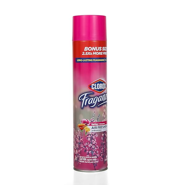 CLOROX FRAGANZIA AEROSOL AIR FRESHENER IN SPRING SCENT | LONG-LASTING AIR FRESHENER SPRAY FROM CLOROX| 20 OZ BONUS SIZE | ROOM AIR FRESHENER SPRAY AEROSOL