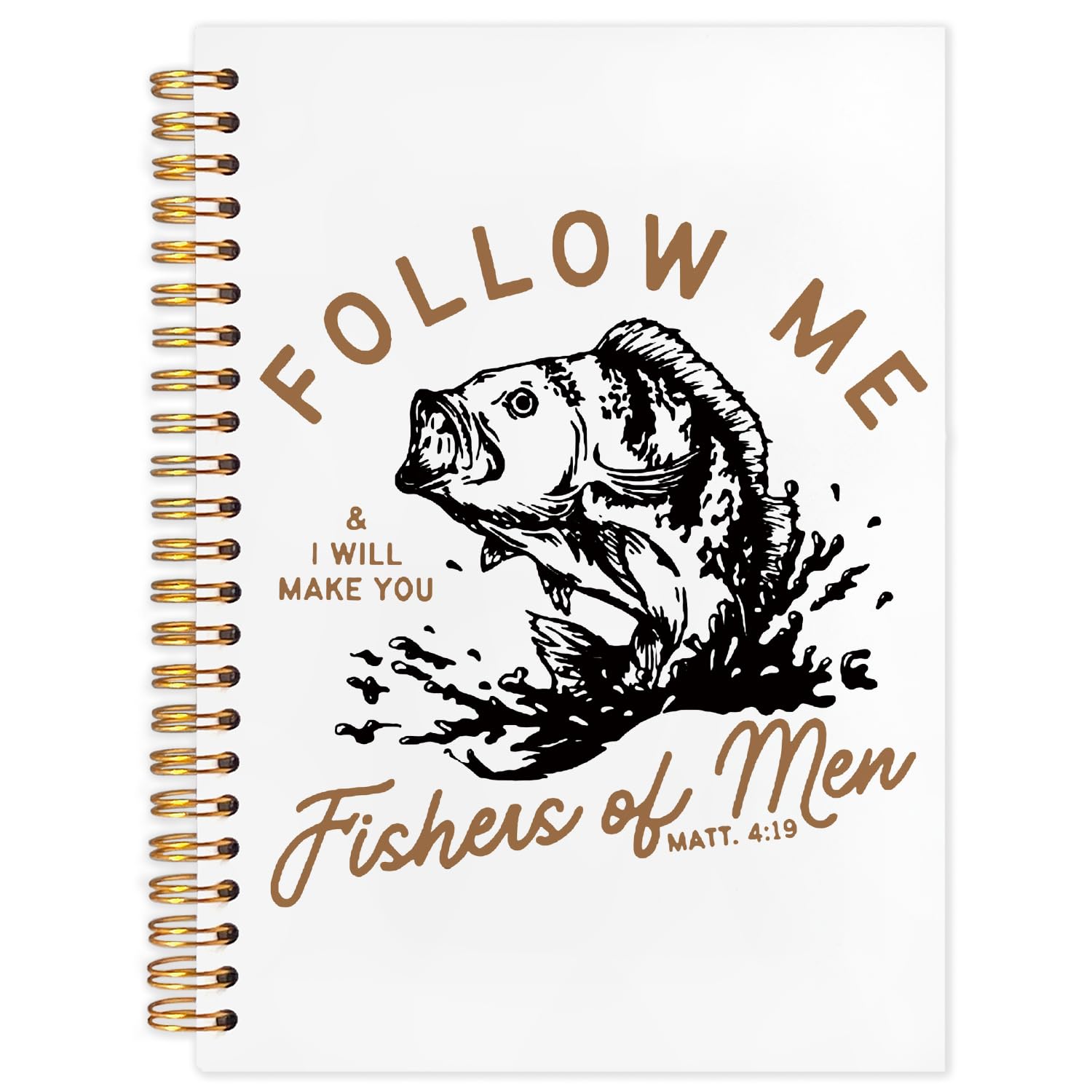 Photo 1 of WUCHJ Retro Fish Christian Notebook,Boys Religious Notebook, Matthew 4:19 Bible Verse Journal, Religious Scripture Spiral Notebook Journal for Note Taking, Christian Faith Based Gifts for Women Men, 5.5x8.3 Inch