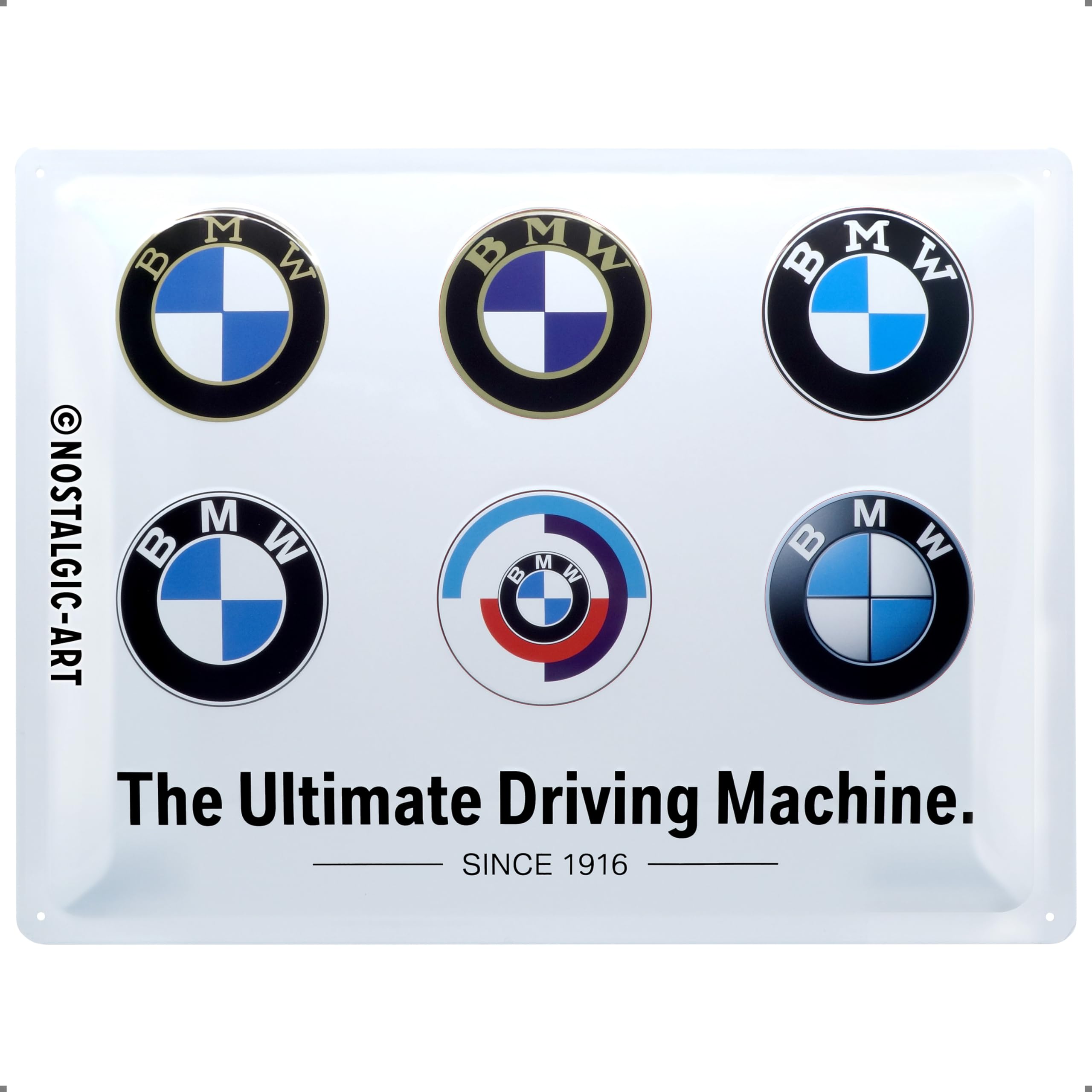 Nostalgic-Art Retro Tin Sign – BMW – Logo Evolution – Gift idea for car accessoires fans, Metal Plaque, Vintage design for decoration, 30 x 40 cm