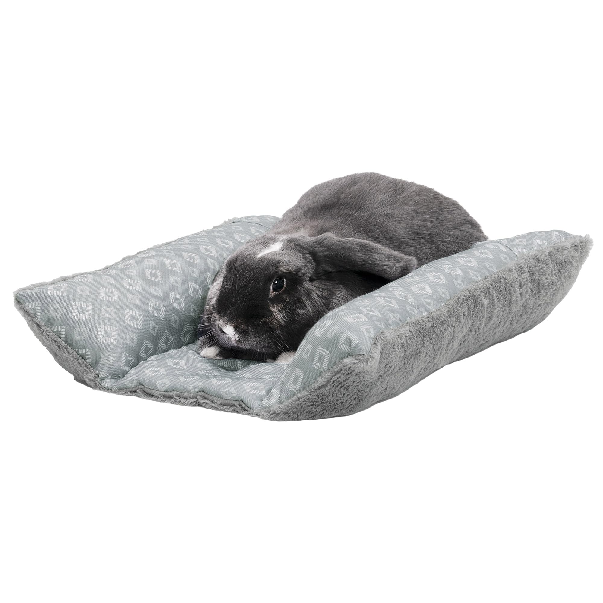 FurHaven Cuddle Loaf Pet Bed, For Small Dogs, Cats, and Rabbits, Washable w/Removable Bolsters - Plush & Diamond Print - Gray, Small