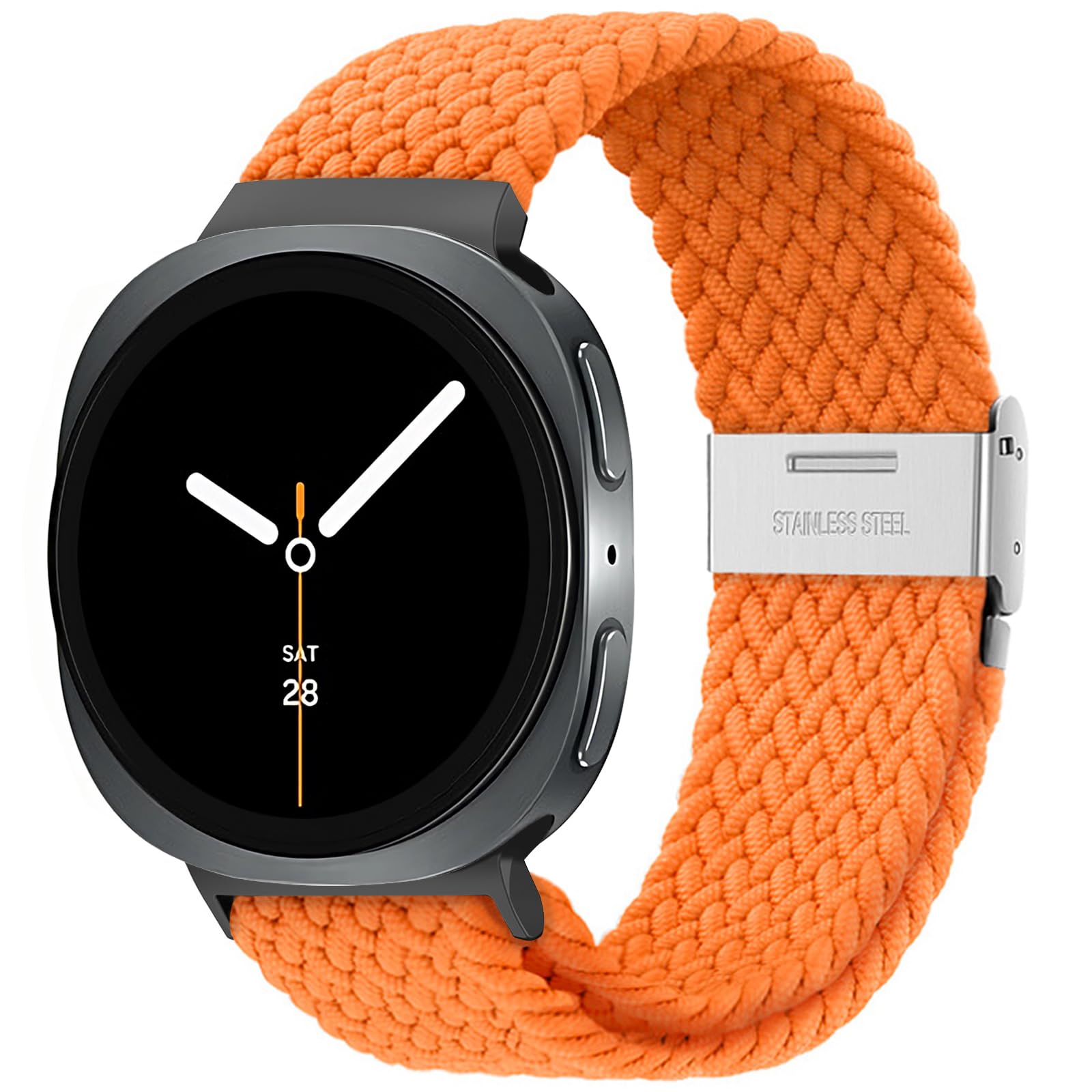 Eiavike Stretchy Braided Bands For Samsung Galaxy Watch 8 40mm 44mm/Galaxy Watch 8 Classic 46mm, Smartwatch Replacement Elastic Nylon Woven Breathable Sport Strap For Men Women (Orange)