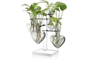 YYHGLASS Plants Propagation Stations Plant Terrarium Kit Gift for Women Birthday Glass Planters for Indoor Plants Home Office Decor Acrylic Plant Accessories - 4 Love Hear Vase