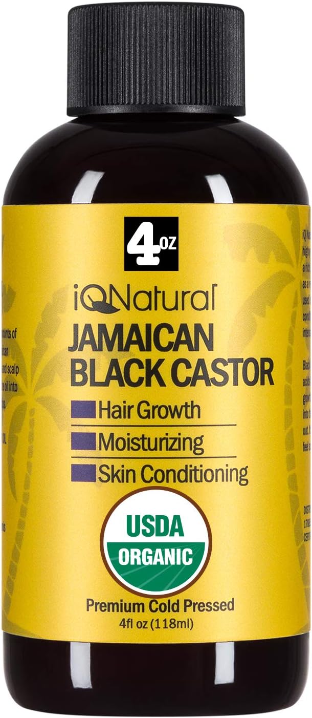 Jamaican Black Castor Oil USDA Certified Organic for Hair Growth and Skin Conditioning [SCENT REGULAR]- 100% Cold-Pressed 4oz Bottle