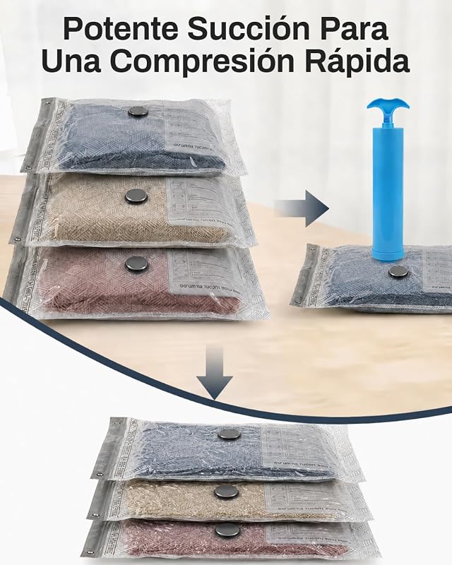 Sacos de vácuo poupadores de espaço com bomba manual, 4x (50x40cm)