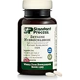 Standard Process Betaine Hydrochloride - Supplement for Gastrointestinal pH Support - Supports Digestive Health & Iron Absorption - Gluten-Free, Non-Dairy & Non-Soy - 180 Tablets (90 Servings)