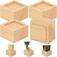 FASONLA Bed Risers (Set of 4) - Oak Solid Wood Furniture Risers Lifts Height 2" with Non-Slip Recessed Hole (4pcs-2" Height-Natural Color)
