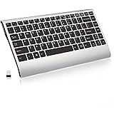 Wireless Keyboard, Soundance 2.4GHz Slim Compact Low-Profile Quiet Rechargeable Wireless Keyboard for Laptop, Notebook, PC, Desktop, Computer, Windows 10/7/XP iOS, Black and Silver