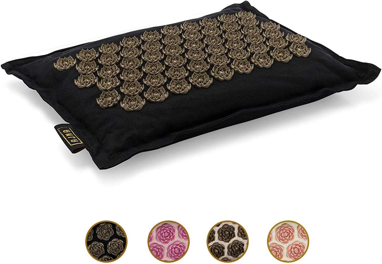 Acupressure Pillow | Organic Linen Cotton with Buckwheat Hull | Acupuncture Pillow for Neck, Back, Reflexology, Sciatica, Trigger Point, Massage Therapy, Manual Massage, Stress Relief (Midnight)
